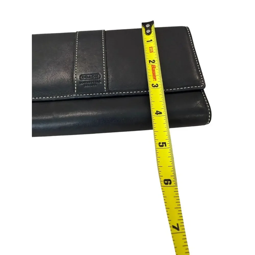 COACH Vintage Hampton Black Leather Trifold Wallet Y2K 90’s